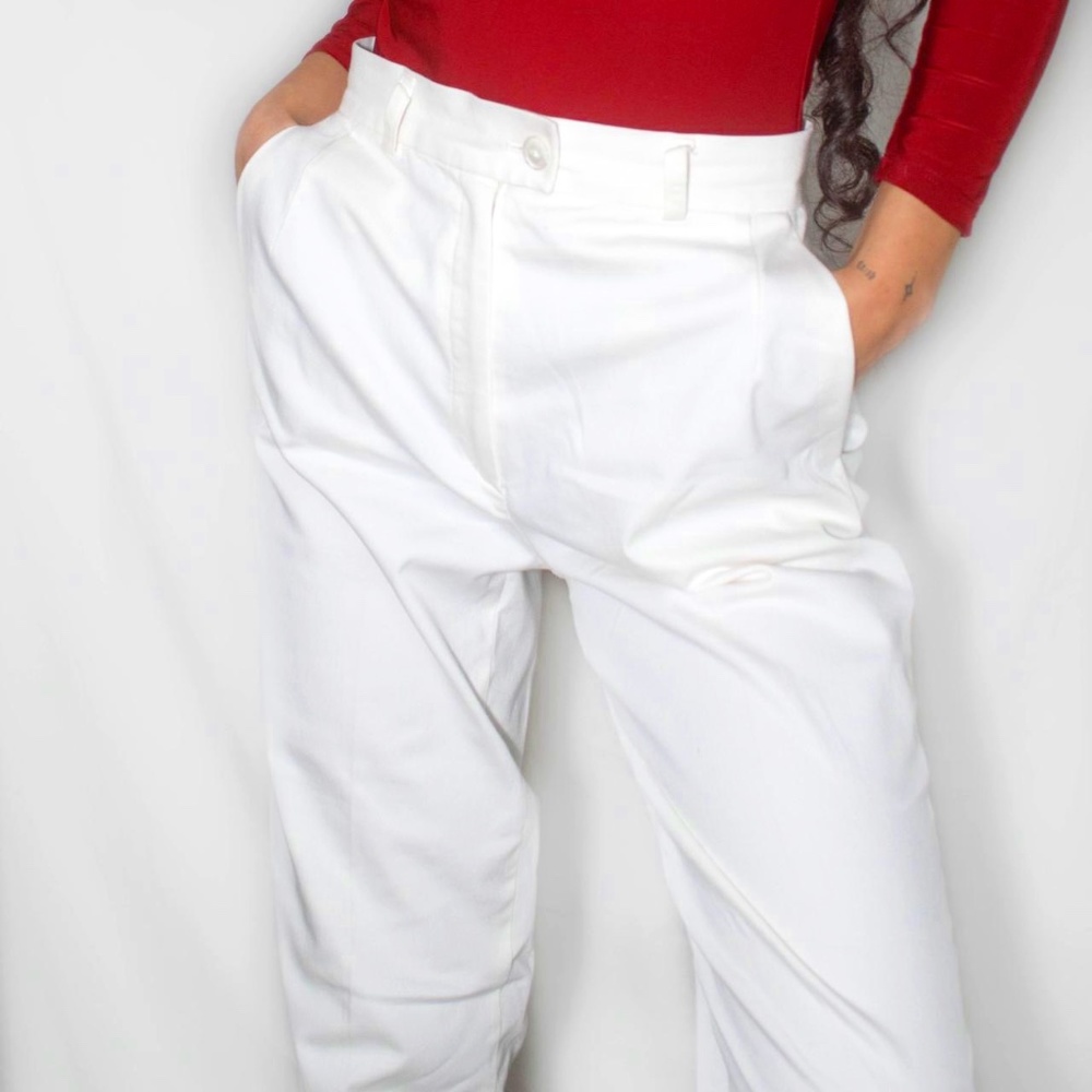 Vintage Mondi White Straight Leg Dress Pants Trousers